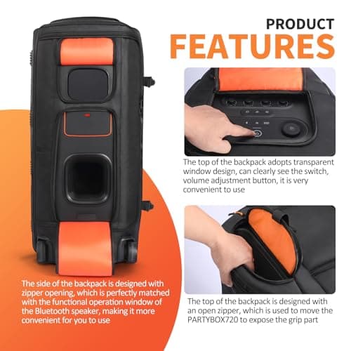 YUULNMOP Portable Speaker Case Carrying Bag Compatible with JBL PartyBox 720, Speaker Dust Cover Scratch Resistant Protective Case Sleeve,Portable Travel Bag for Easy Transport and Storage — view 3