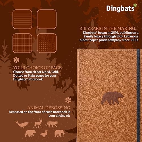 Dingbats* Wildlife Plain Journal Notebook A5 - Vegan Leather Hardcover - Ideal for Work, Travel, Writing - with Pocket, Elastic Closure & Bookmark — view 3