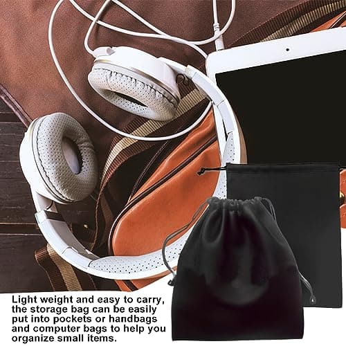 NHBETYS PU Leather Headphone Storage Bag, Waterproof Headphone Protection Pouch with Drawstring for Carrying Storing(Size:2 pcs) — view 6