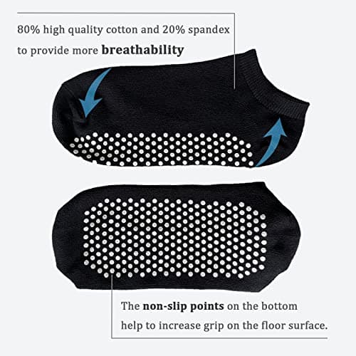 KEYRI Non Slip Yoga Socks Pilates Socks Cotton Yoga Socks for women and men with Grips,Ballet Home Hospital Fitness Sports Socks,Full Toe Ankle Non-Slip Grip Socks,One Size (4 Black) — view 5