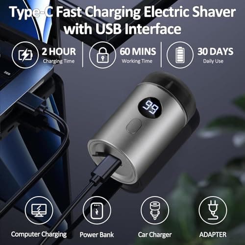 Mini Shavers for Men Electric Razor, USB Rechargeable Travel Shaver, Waterproof Shaving Machines, Wet and Dry Trimmer, Portable Shavers for Home Travel — view 4