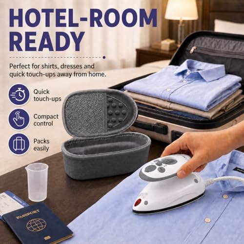 The Quilted Bear Premium Mini Steam Iron for Quilting and Travel, Black — view 5