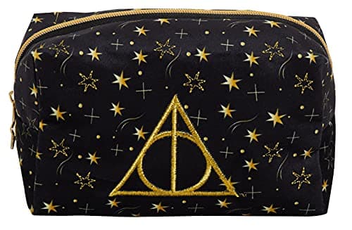 Harry Potter Make Up Bag for Women Girls Pencil Case Black Velvet Cosmetic Toiletries Bag Travel Accessory Deathly Hallows Gift — view 5