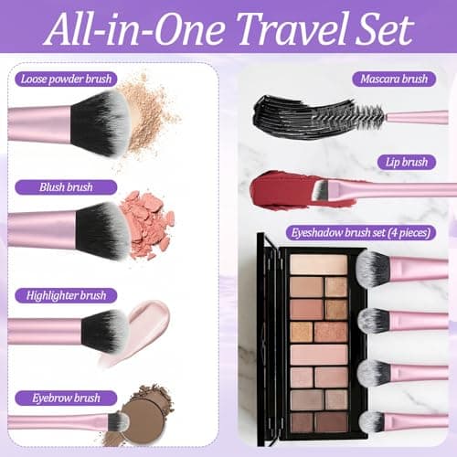 HJZHII 10 Pcs Mini Travel Makeup Brush Set with Pouch, Travel Make up Brush — view 5