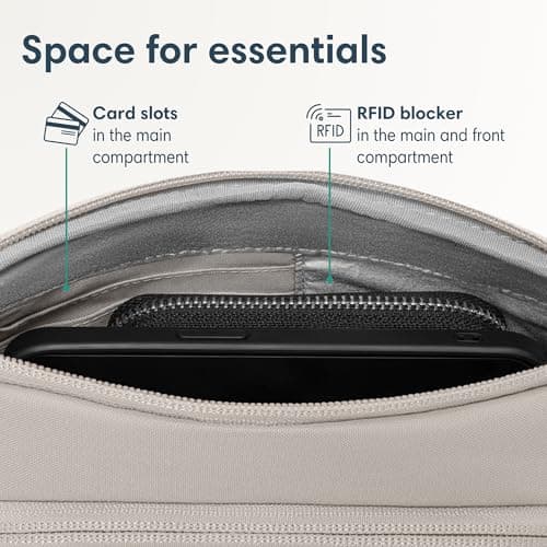 Larkson Small Waist Pack Slingbag Men & Women Beige - Helge - Anti-Theft Bum Bag Cross Body Bag with RFID Blocker for Everyday & Travel - Breathable Mesh Padding - Water-Repellent — view 4