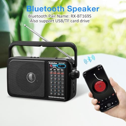 Gelielim Radios Mains and Battery, Portable Radio AM FM Shortwave Radio, Battery Radio for Home or Outdoor, Earphone Jack, Large Dial Easy to Use, Small Gfits for Seniors Elderly — view 3