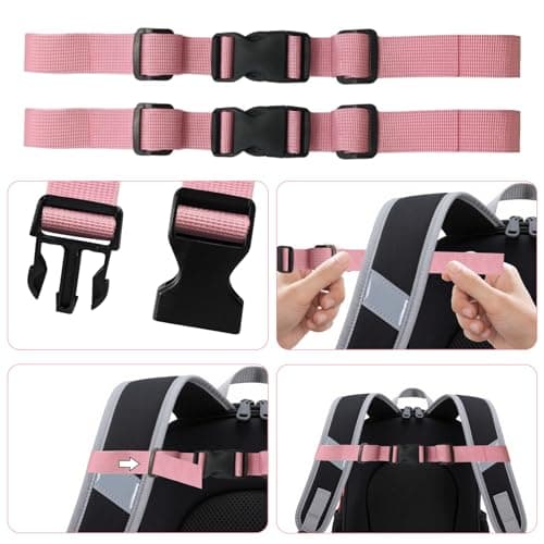 Zcbzbn Pack of 2 Chest Strap Backpack, Adjustable Chest Strap Backpack, Adjustable Chest Strap for School Bag, Nylon with Buckle, for School Backpack Outside Travel, pink, 2cm — view 6