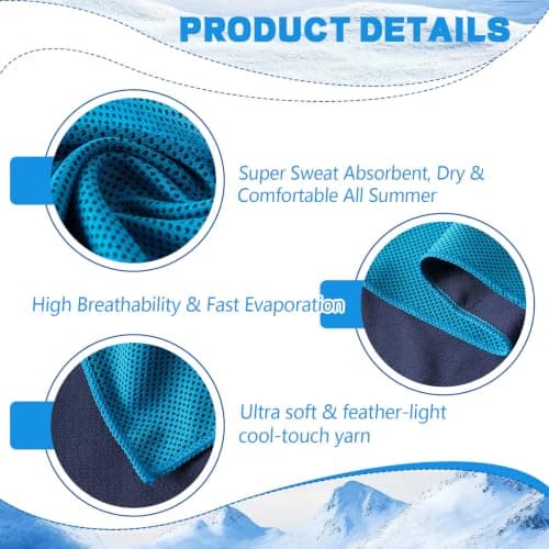 XQMMGO 3 Pack Cooling Towels (30x90cm), Instant Cold Microfibre Ice Towel for Neck with Portable Case & Clip, Quick Dry Breathable Gym Towel for Sports, Running, Yoga, Golf, Travel & Heat Relief — view 3