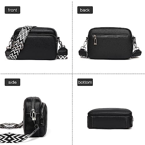 TIAASTAP Crossbody Bags for Women - Leather Handbags & Shoulder Bags with Adjustable Wide Strap Camera Cross Body Bag for Ladies Girls Travel Shopping Work (Black) — view 3