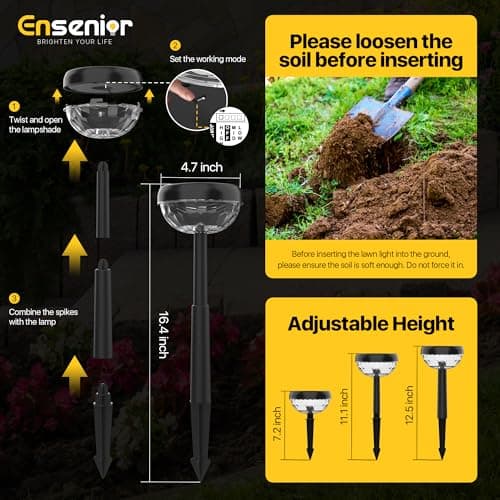 Ensenior Solar Lights Outdoor, 8 Pack, Warm White, Unique Light Pattern — view 6