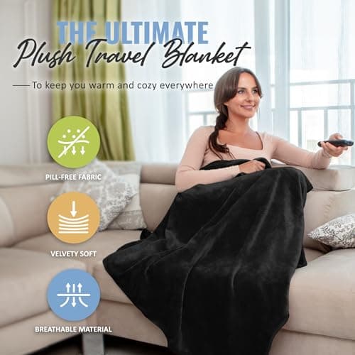 BOACAY Soft & Warm Travel Blanket for Aeroplane & Car - Essential for Long Flights for Women, Men, Children - Compact Pillow with Luggage Sleeve & Backpack Clip — view 2