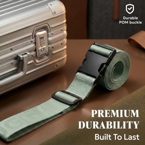 LUGG Luggage Belts for Suitcases 2 Pack – Adjustable Heavy-Duty Strap with Strong POM Buckle, Secure Travel Belt for Suitcase, Briefcase & Travel Bag, Bright Colours for Easy Identification-Sage Green — view 6