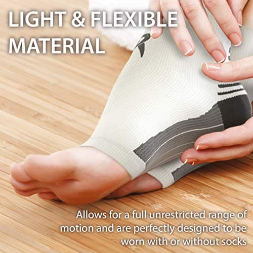 Rymora Foot Compression Socks Sleeves (Pair) (White) (Medium) [M] — view 6
