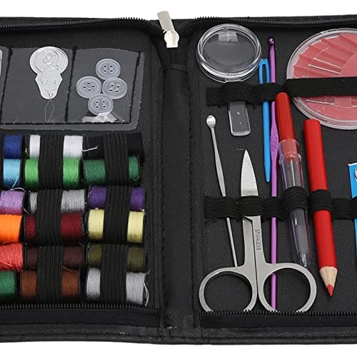 Qcwwy Sewing Kit Nylon with Stainless Steel Needle Set for Travel (Black) — view 2