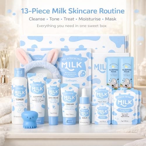 13Pcs Milk Skin Care Sets & Kits – Hydrating Skincare Set with Cleanser, Toner, Serum, Eye Cream & Masks, Travel Skincare Set Gift for Teens, Women, Daily Face Care — view 2