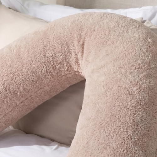 OHS V Pillow Teddy Fleece Orthopaedic Sleeping Pregnancy Pillow, Natural — view 2