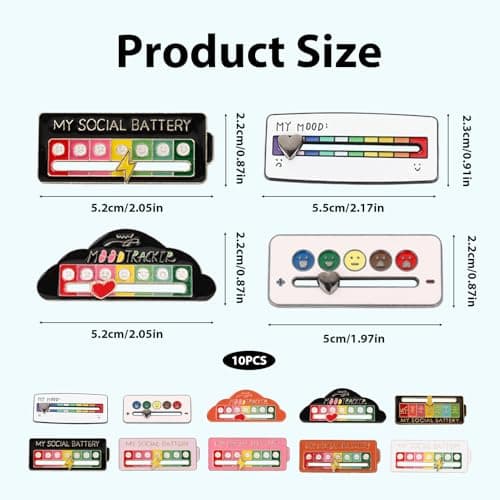 10Pcs My Social Battery Badge with 7 Sliding Expressions — view 2