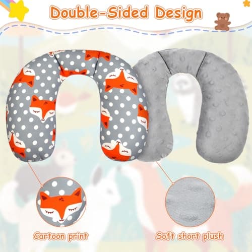 Alaoo Baby Neck Pillow for Travel, Breathable Soft U-Shaped Head Neck Protector, Car Travel Sleeping Pillow for Babies and Children for Car Seats and Strollers, Fox Pattern — view 4