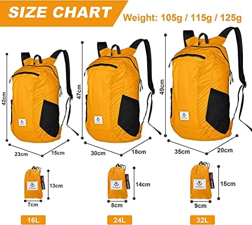 4Monster Packable Backpack Ultra Lightweight, Foldable Backpack Water Resistant, Hiking Daypack for Travel Camping Outdoor, Daily Walk-around, Cycling, Sports, Excursions(Orange, 24L) — view 6