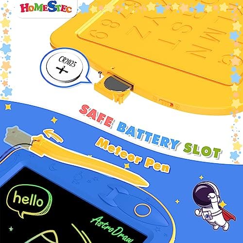 HOMESTEC Kids LCD Writing Tablet, Colourful Drawing Board Educational Travel Toys for Boys and Girls Age 2+, Blue Yellow Version — view 4