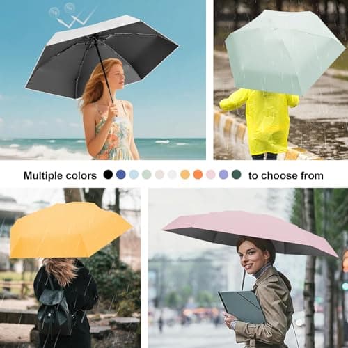 Ancuioyz Umbrella Mini - Portable Compact for Women & Men, Lightweight for Rain or Shine, Travel-Friendly Sun Protection (Phoenix beige) — view 6