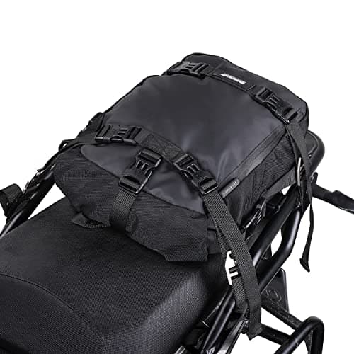 abamita Waterproof Motorcycle Tail Bag 10L Motorbike Rear Rack Storage Bag Saddle Pannier for Touring Adventure Commuting Black