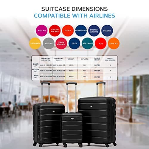 Flight Knight Lightweight 4 Wheel ABS Hard Case Medium Suitcase Approved for Over 100 Airlines Including easyJet, British Airways, Ryanair, Jet2, Emirates & Many More - Check-in Medium Size 25" — view 3
