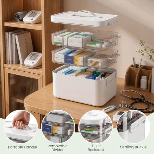 Stidyzo Medicine Storage Box, 3-layer Stackable Storage Box — view 2