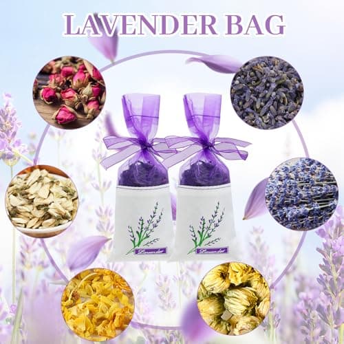 Lotnery 40 Pack Lavender Bags for Moths - Purple Drawstring Organza Sachets with Ribbons | Moth Repellent Wardrobe Fresheners, DIY Dried Herb Pouches for Drawers & Travel — view 4