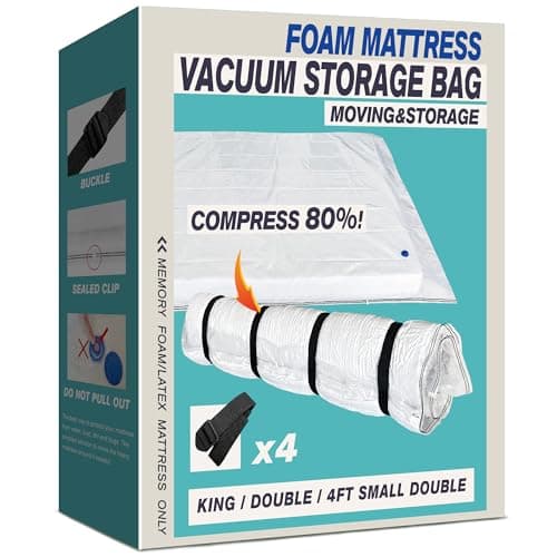 Oumaru Mattress Vacuum Bag for Moving, Vacuum Seal Bag for Memory Foam or Latex Mattress, Mattress Compression, Storage for Returns, and Moving (King/Double 4ft Small Double)