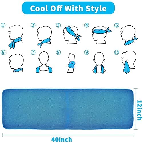 SZELAM 8 Packs Cooling Towel (40"x12"),Ice Towel,Soft Breathable Instant Towel,Microfiber Cool Towel for Yoga,Golf,Sport,Gym,Workout,Camping,Fitness,Outdoor &More Activities (8 packs mix color) — view 6