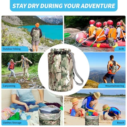 Amengsen Dry Bags Waterproof Dry Sacks Camouflage Small Lightweight Dry Bag with Strap for Paddle Board Kayaking Fishing Camping Hiking (10L) — view 6
