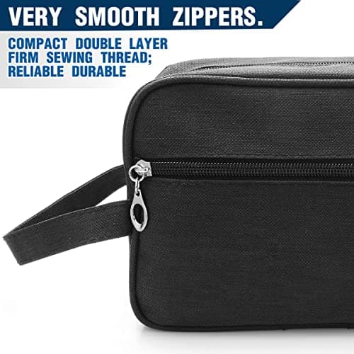 Toiletry Bag for Men Large Travel Wash Bag Water-Resistant Gym Shaving Organiser Bag, Shower Bathroom Makeup Bag with Handle (Black) — view 4