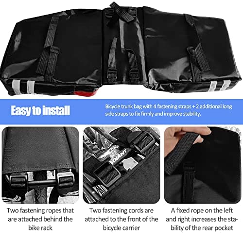 Tyuodna 30L Waterproof Bike Pannier Bag, Double Rear Pannier Bags with Reflective Stripe, for Commute, Travel and Picnic (Red) — view 6