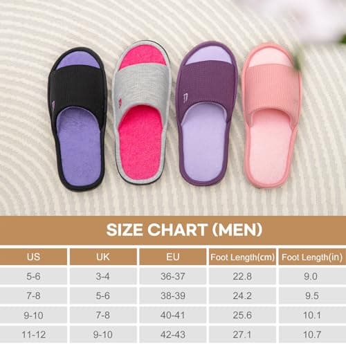 LongBay Women’s Waffle Slippers Open Toe Slip On Memory Foam Flat Summer House Slipper Purple, 7-8 — view 6