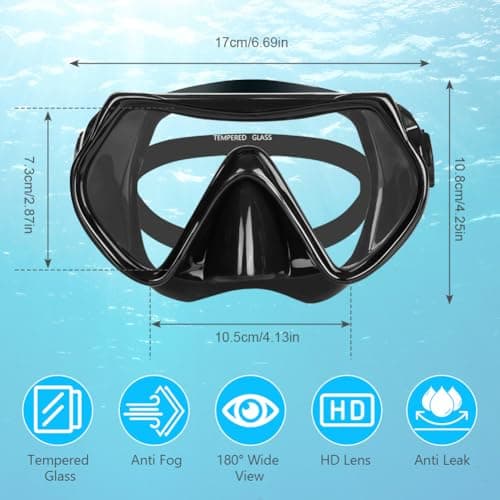 AOOSA Snorkel Mask, Men Women Tempered Glass Diving Mask — view 2