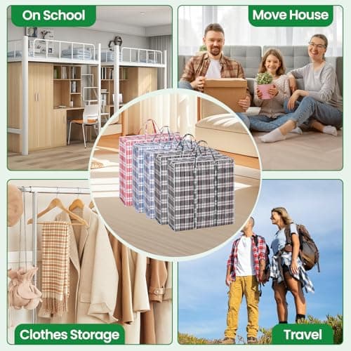 Rainberg 5 PACK JUMBO Storage Bags, 80 x 60cm Strong and Durable Holds up to 35kg, Reusable Laundry Bags with Double Zips, Ideal for Laundry, Moving House, Clothing & Wardrobe Storage — view 5