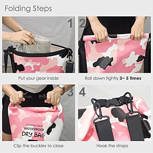 YUMQUA Waterproof Dry Bag Backpack 5L/10L/20L/30L/40L, Roll Top Floating Waterproof Storage Bags for Kayaking, Boating, Swimming, Hiking, Camping and Fishing — view 4