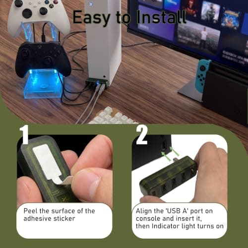X25 Limited Edition USB Hub for Xbox Series X/S, 5 Ports USB Hub High Speed USB Splitter Expansion for Keyboard/Mouse/Controller, Plug and Play with 4 USB 2.0 Port + 1 USB C Port — view 3