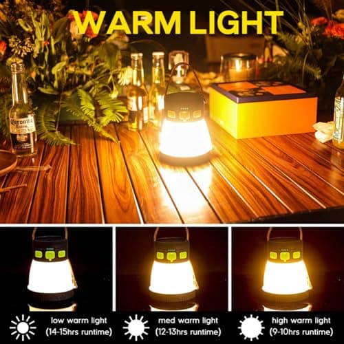 Rechargeable Camping Lantern, 2000 Lumens 40 Hrs 8000mAh Battery Powered Solar Camping Lights with Warm White Light, 8 Light Modes, Outdoor Portable Lanterns for Hiking, Camping, Fishing, Emergency — view 2