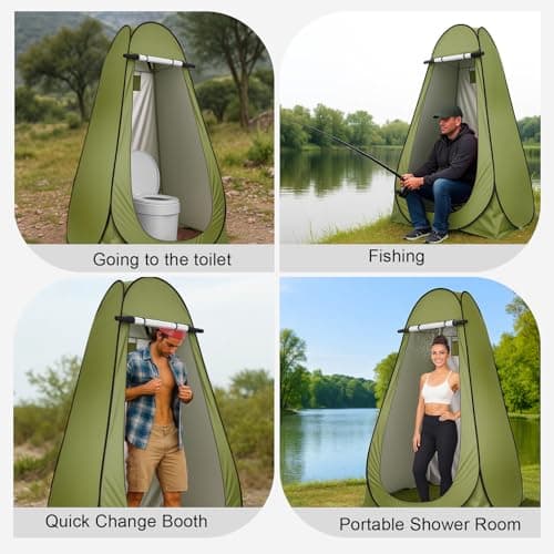 BREEZENEST Pop Up Tent | Toilet Tent for Camping Portable Privacy Shelter | Shower Tent for Outdoor Changing, Beach, Fishing | Instant Pop Up Toilet & Changing Room (Green) — view 5