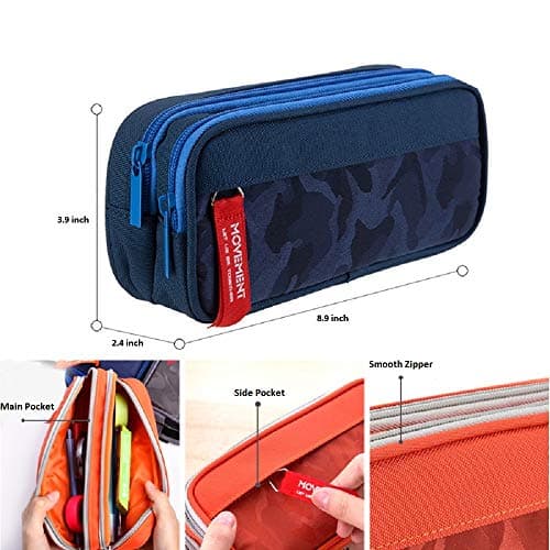 YONZONE Pencil Case, Large Capacity Pencil Cases Big Storage Pencil Bag Pen Pouch for Boys Girls, Portable Office Stationary Organiser Supplies Makeup Bag with 3 Multi Compartments, Navy Blue — view 2