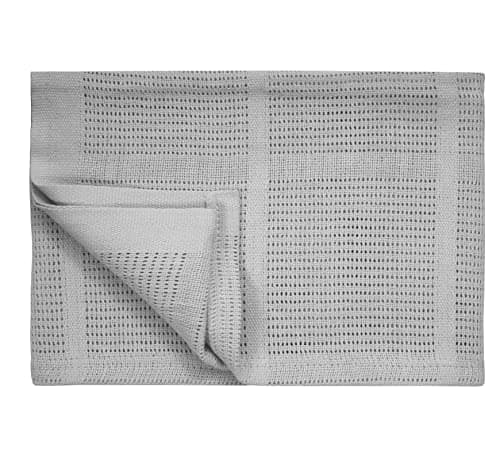 Pack of 3 Newborn Baby Girl Boy Unisex Extra Soft Light Weight Cellular Blankets| 100% Cotton Machine Washable| Fits for Moses Basket Pram Crib Travel Car Home| 70 X90 CM Economy Pack (Grey) — view 2