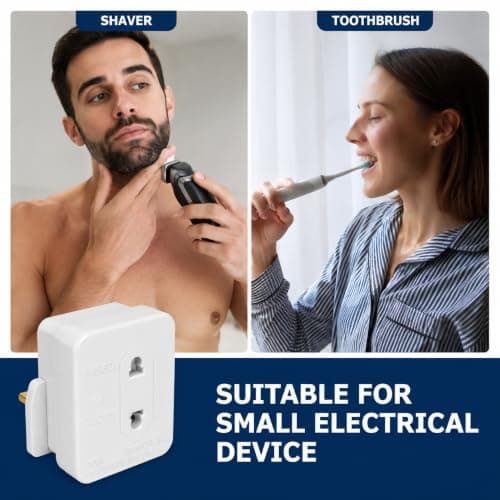Toothbrush Adaptor Shaver Adapter Uk, 2 Pin To 3 Pin Fused Electric Socket Converter Plug, 1a 250v Shaver Charger Electric Toothbrush Adapter, White, 1Piece — view 4