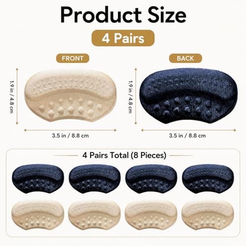 4 Pairs Self-Adhesive Anti-Slip Heel Cushion Pads for Oversized Shoes — view 2