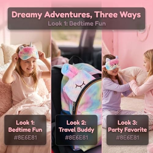 Kids Sleep Mask 3 Pack, Cute 3D Animal Eye Masks for Sleeping, Soft Plush Rabbit Cat Blindfold, Breathable Travel Eye Cover for Girls Boys Women, Adjustable Night Eyeshade — view 4