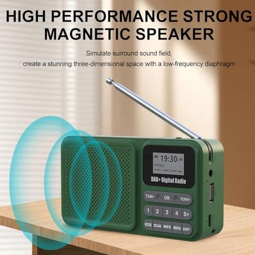 DAB Radio, Solar Powered DAB Radio Supports DAB, DAB+, Digital Radio Portable Speaker with Bluetooth Speaker, 1200mAh Battery — view 4