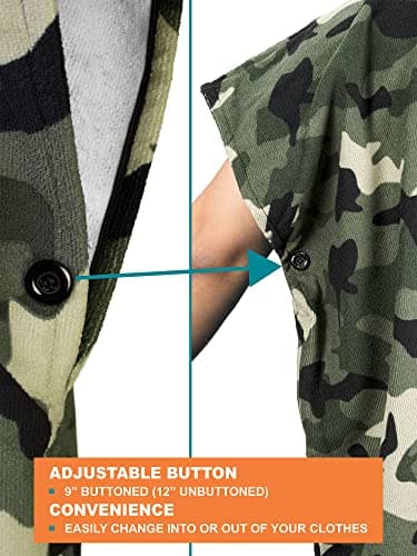 SUN CUBE Surf Poncho Changing Robe with Hood Thick Quick Dry Microfibre Wetsuit Changing Towel for Surfing Beach Swim Outdoor Sports Camo Green — view 5