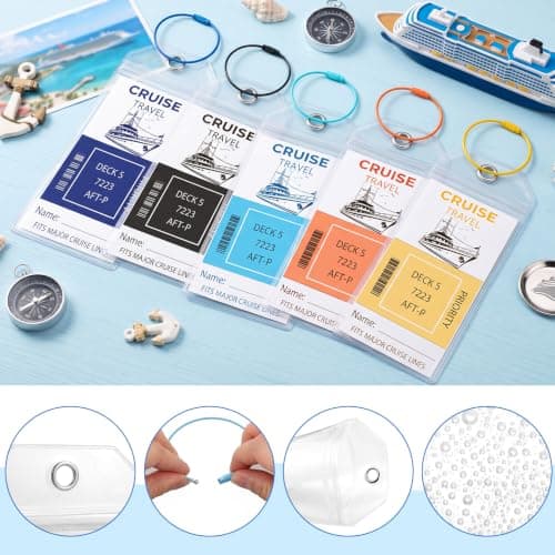 10 Pack Cruise Luggage Tag Holders, Waterproof PVC with Steel Loops — view 5