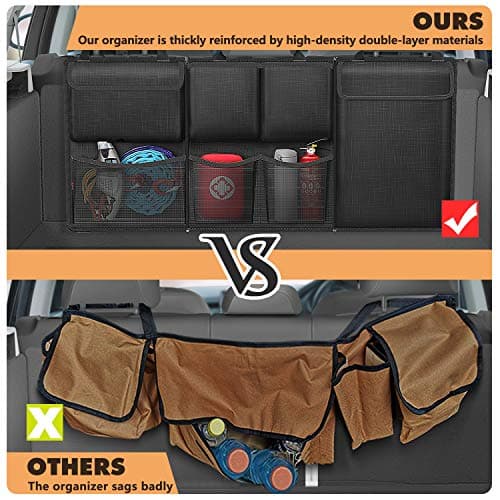 FINPAC Car Boot Organiser, Detachable Seat Back Hanging Organisers, Black-Orange — view 4